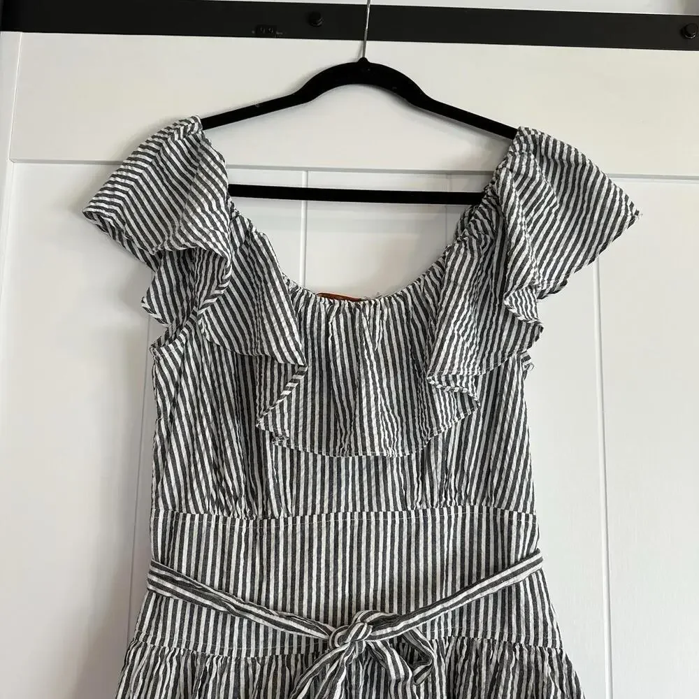 TORY BURCH Eyelet Seersucker Midi Dress Size 10 - Picture 6 of 9